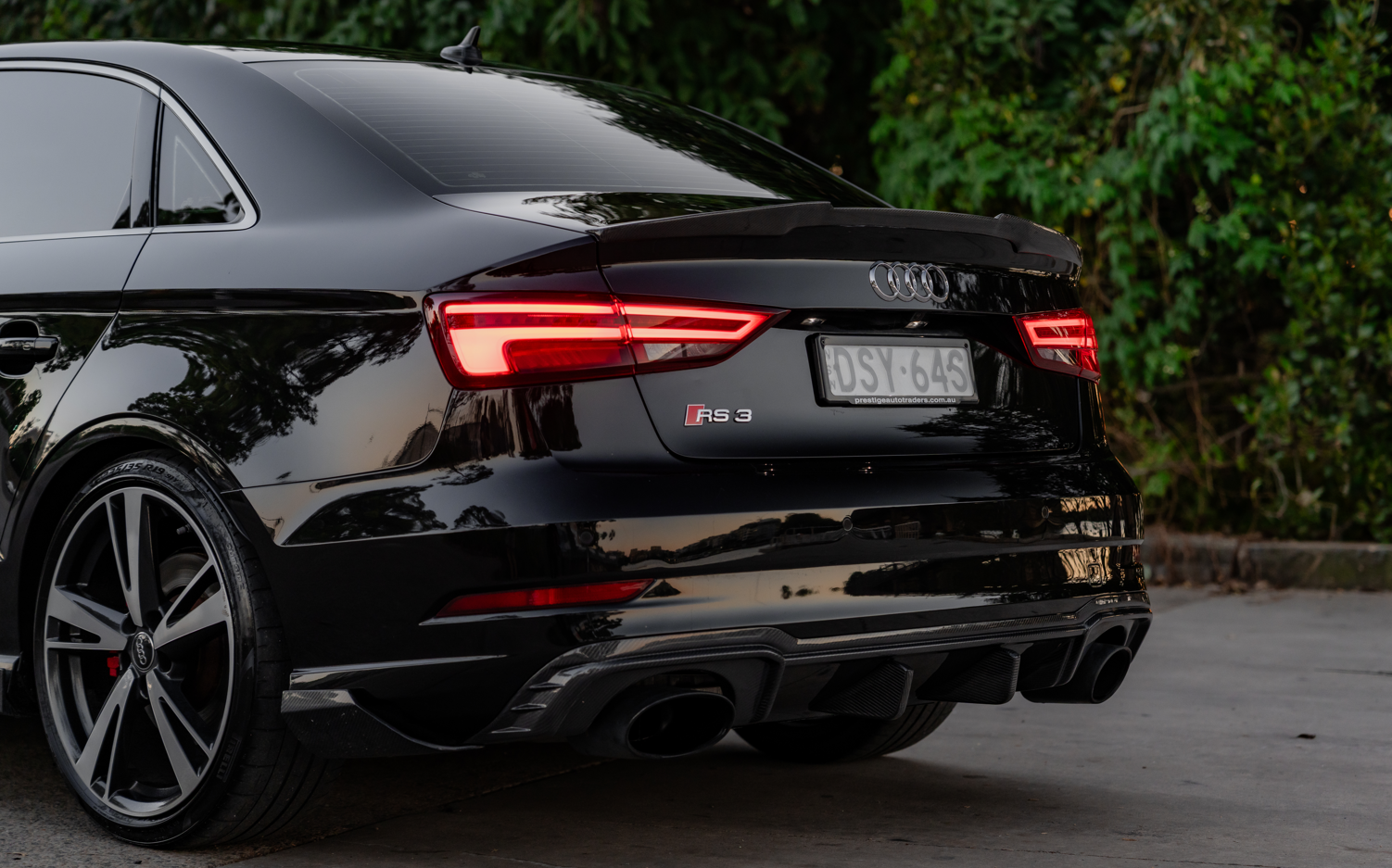 Revozport Style Rear Aprons (Carbon Fibre) for 17-20 Audi RS3 (Sedan) 8V