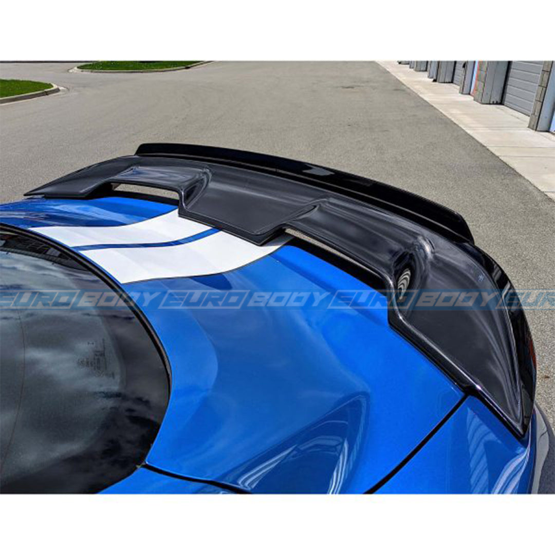 GT500 Style Wing Spoiler (Dual Extension) (Gloss Black) for 15-23 Ford Mustang FM/FN