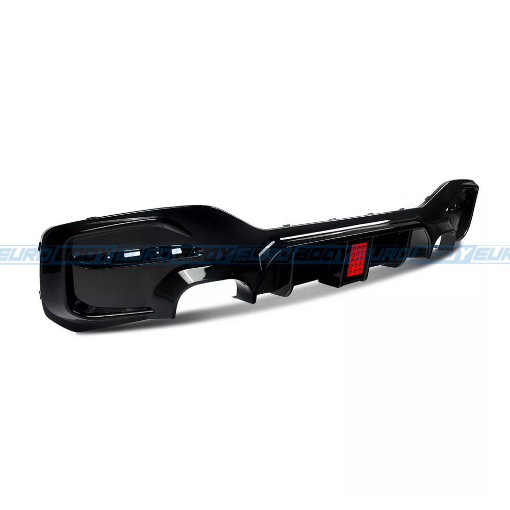 Competition Style Rear Diffuser with LED (Gloss Black) for 15-19 BMW 1 Series F20 (M-Sport) LCI