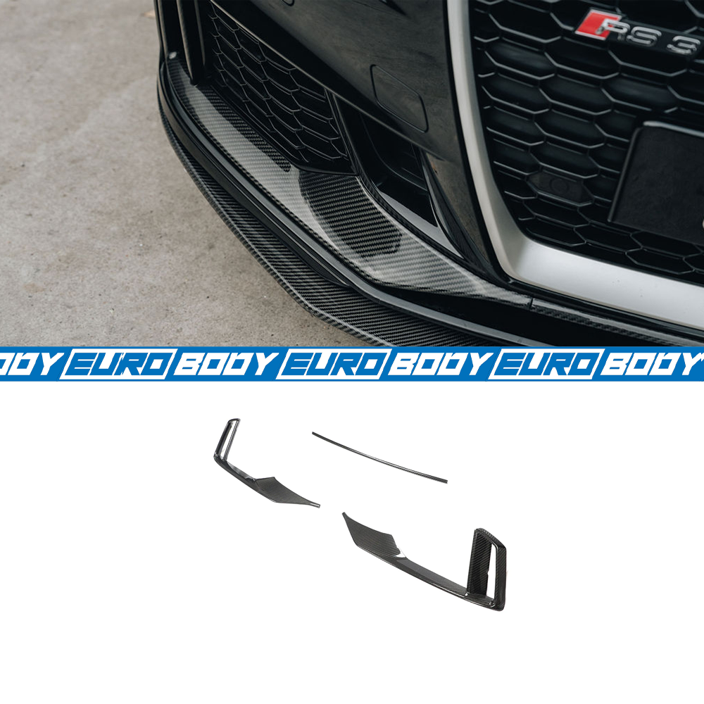 Euro Design Front Bumper Trim (Dry Carbon Fibre) for 17-19 Audi RS3 (Sedan) 8V