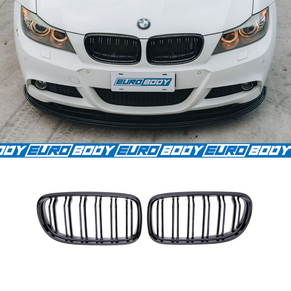 Euro Design Dual Slot Front Grill (Gloss Black) for 05-11 BMW 3 Series E90/E92/E93