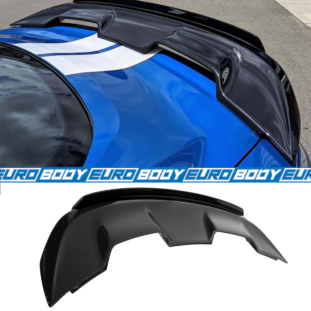 GT500 Style Wing Spoiler (Dual Extension) (Gloss Black) for 15-23 Ford Mustang FM/FN