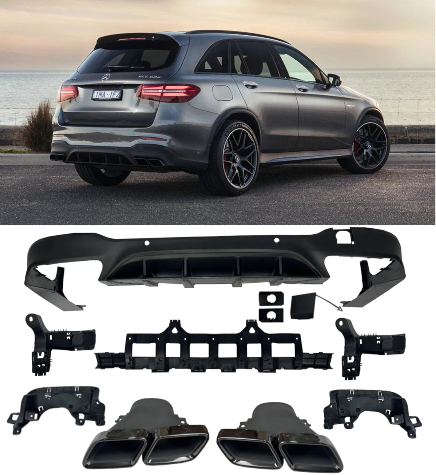 GLC63 (AMG) Style Rear Diffuser (Gloss Black) for 23+ Mercedes-Benz GLC-Class (AMG/AMG-Line) X254