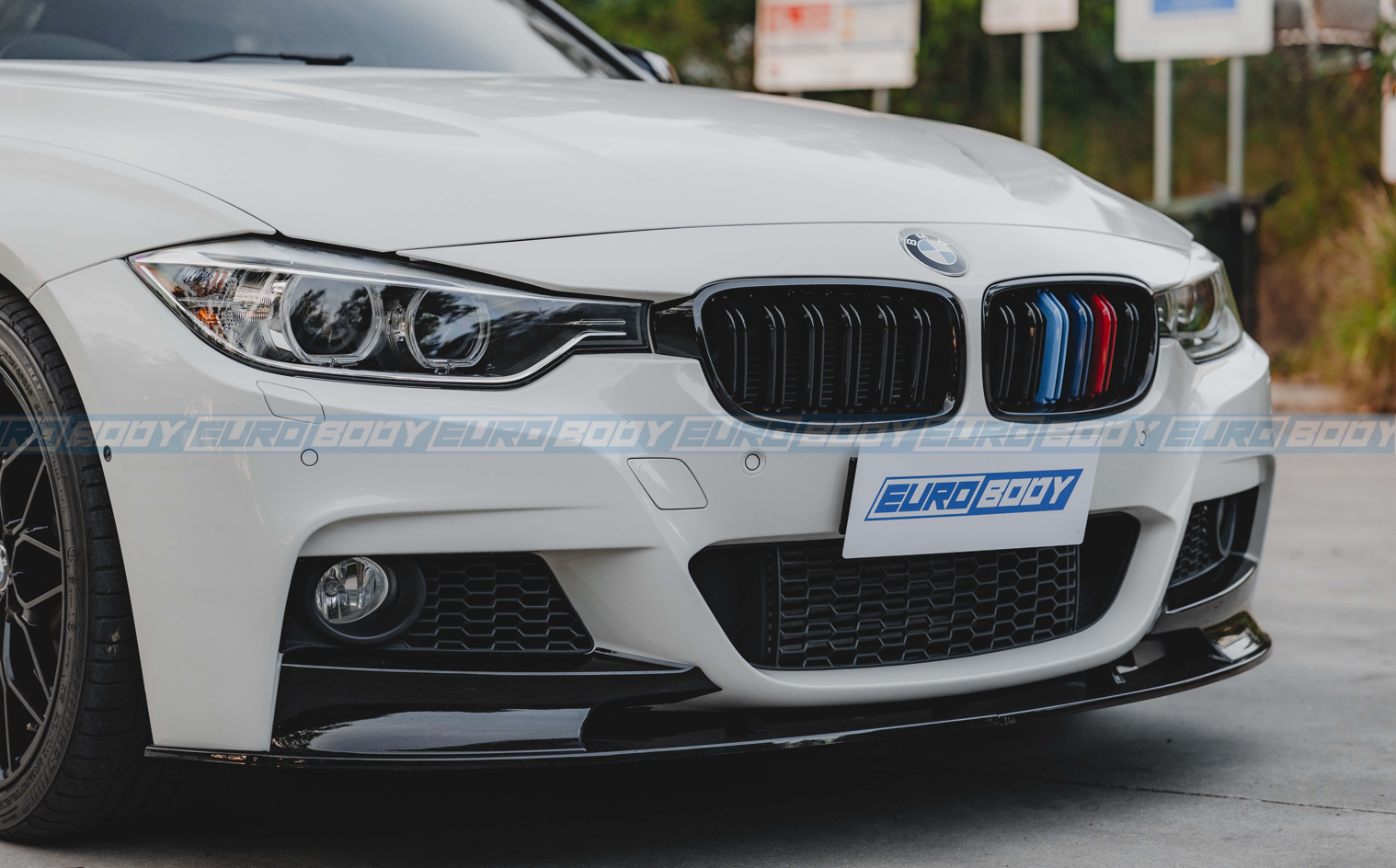 Euro Design Dual Slot Front Grill (Gloss Black) for 12-18 BMW 3 Series/4 Series F30/F31/F32/F33