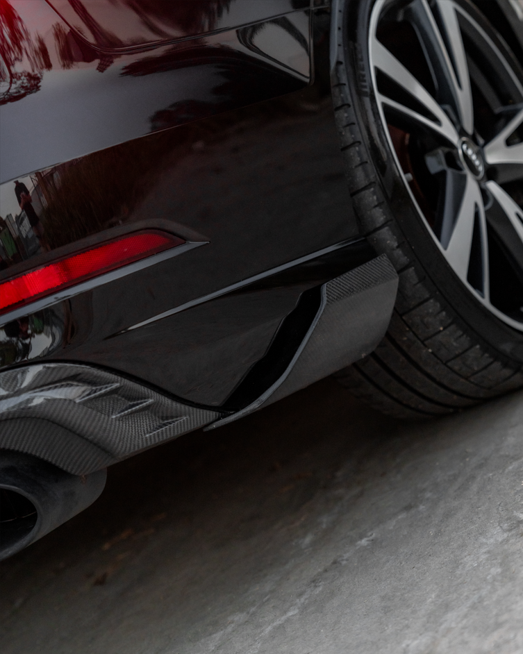 Revozport Style Rear Aprons (Carbon Fibre) for 17-20 Audi RS3 (Sedan) 8V