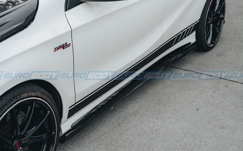 Revozport Style Side Skirts (Carbon Fibre) for 13-18 Mercedes-Benz A-Class/CLA-Class (AMG/AMG-Line) W176/C117