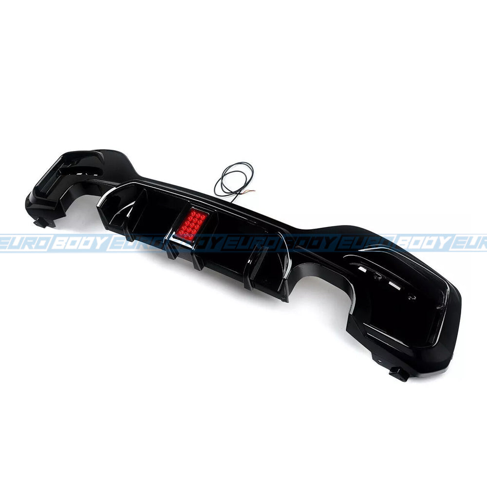 Competition Style Rear Diffuser with LED (Gloss Black) for 15-19 BMW 1