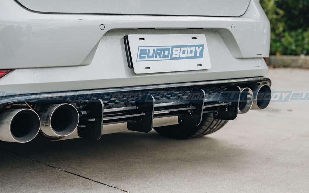 Euro Design Rear Diffuser (Gloss Black) for 17-20 Volkswagen Golf R MK7.5