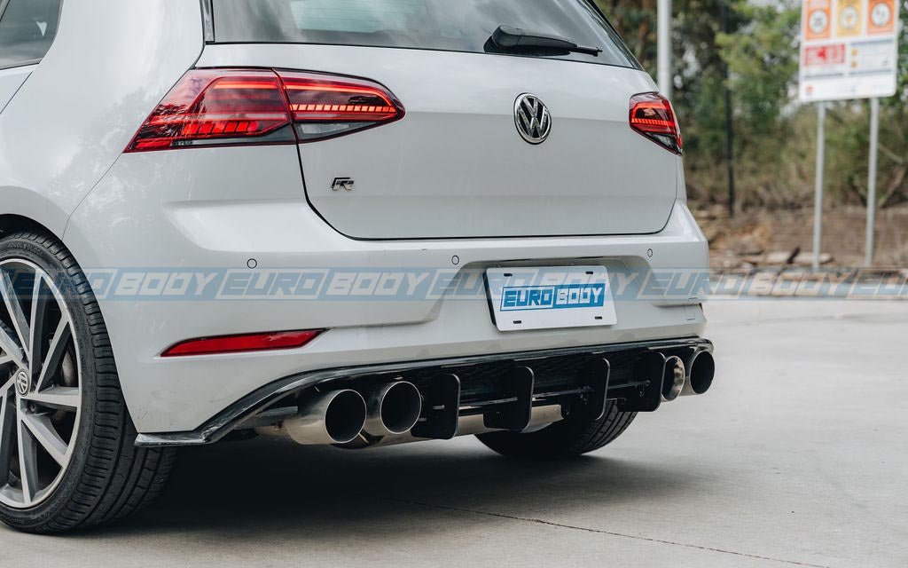 Euro Design Rear Diffuser (Gloss Black) for 17-20 Volkswagen Golf R MK7.5