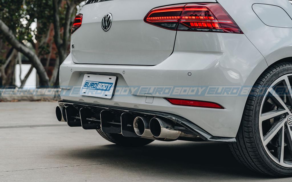 Euro Design Rear Diffuser (Gloss Black) for 17-20 Volkswagen Golf R MK7.5