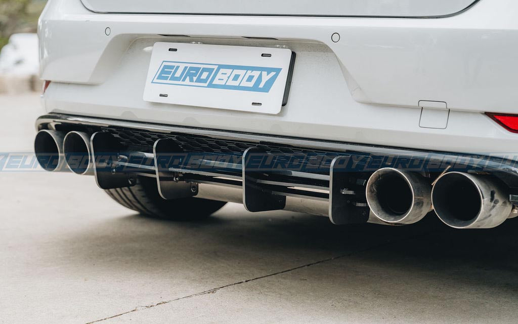 Euro Design Rear Diffuser (Gloss Black) for 17-20 Volkswagen Golf R MK7.5