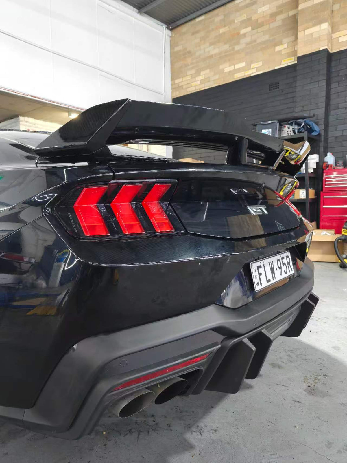 Dark Horse Style Spoiler with Gurney Flap (Gloss Black) for 24+ Ford Mustang FO S650