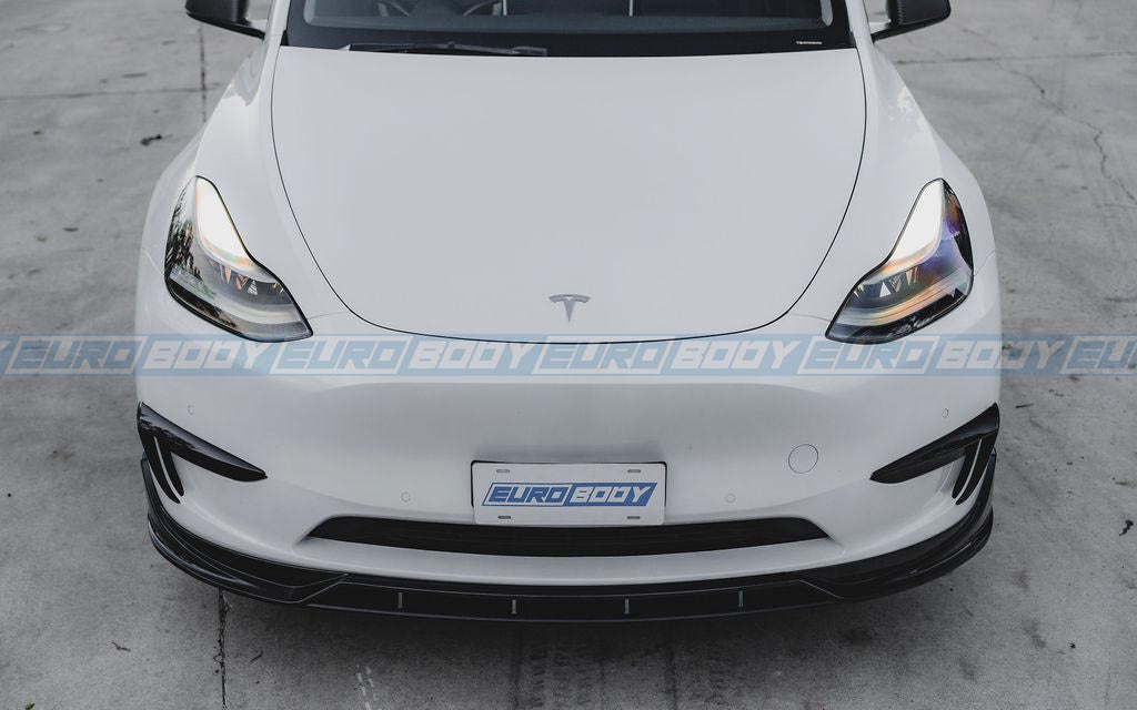 Euro Design 3 Piece Front Lip (Gloss Black) for 21+ Tesla Model Y