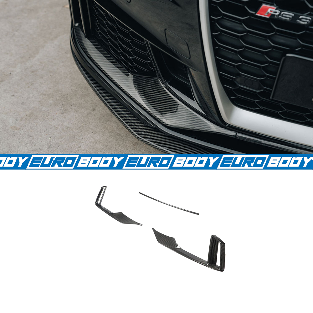 Euro Design Front Bumper Trim (Dry Carbon Fibre) for 17-19 Audi RS3 (Sedan/Hatch) 8V