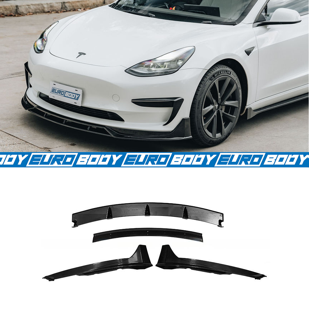 Aero Style Front Lip (Gloss Black) for 19-23 Tesla Model 3