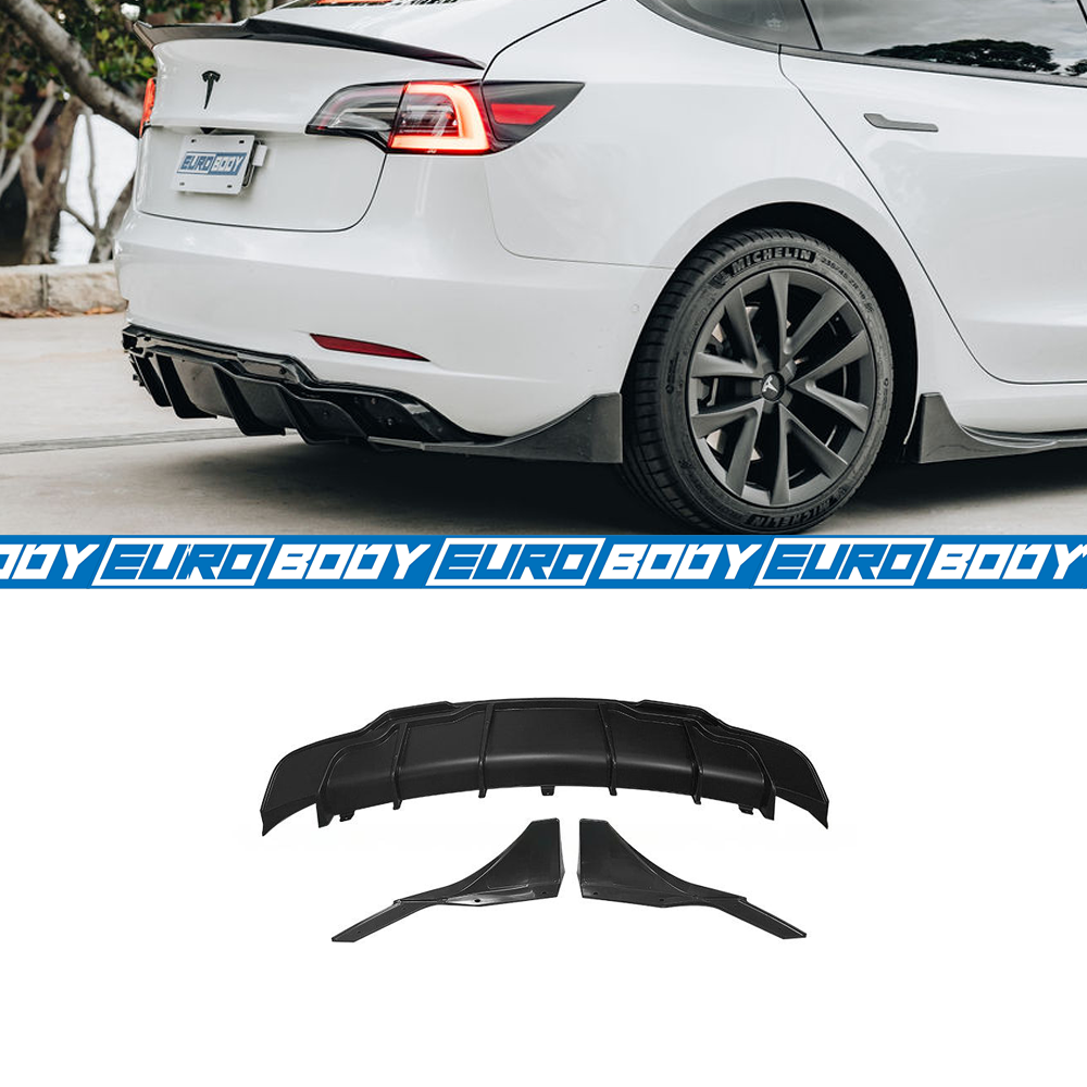 Aero Style Rear Diffuser (Gloss Black) for 19-23 Tesla Model 3