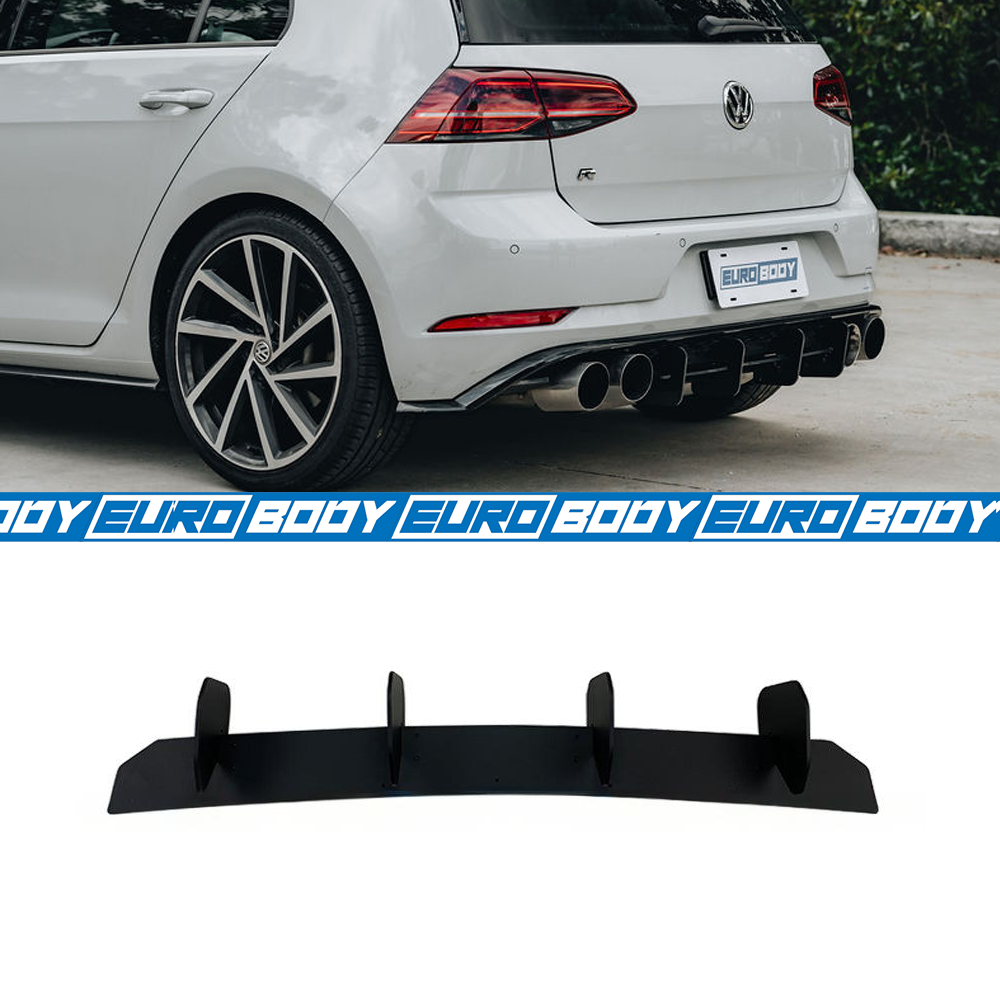 Euro Design Rear Diffuser (Gloss Black) for 17-20 Volkswagen Golf R MK7.5