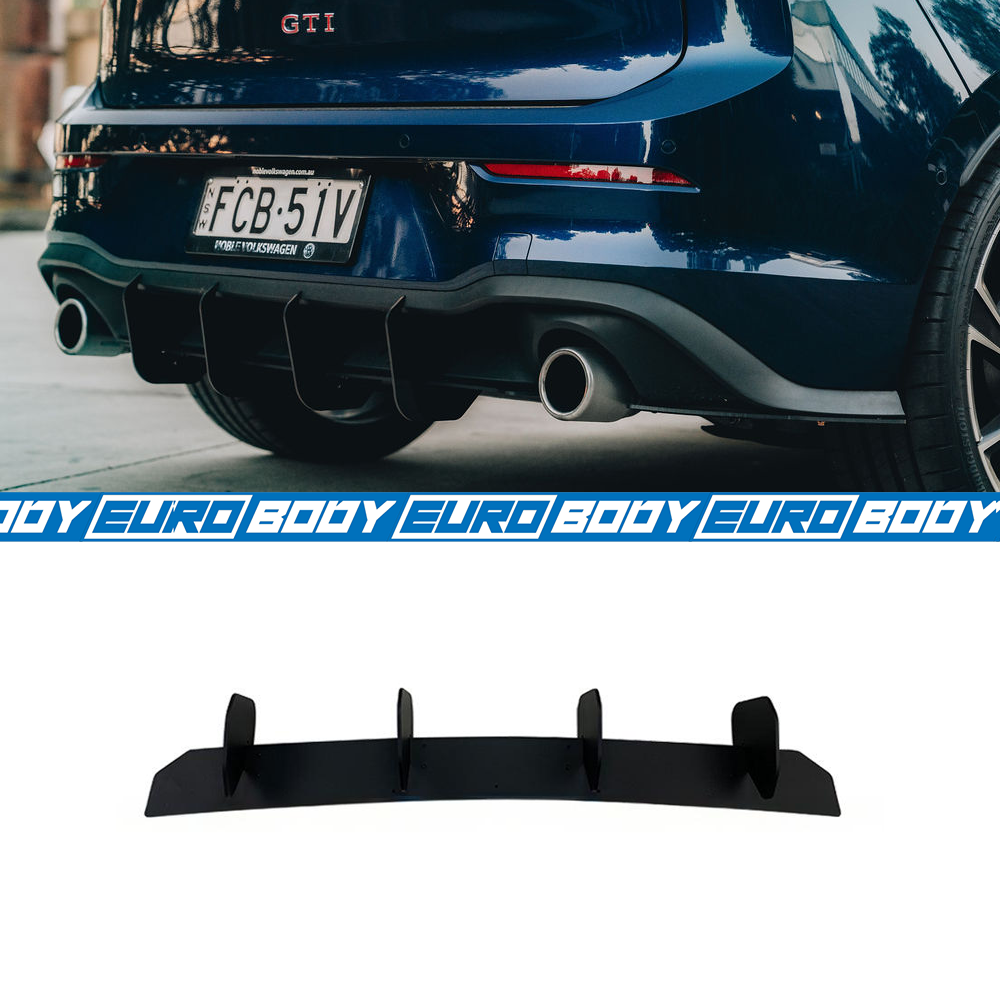 Euro Design Rear Diffuser (Gloss Black) for 21+ Volkswagen Golf TSI/GTI/R-Line MK8