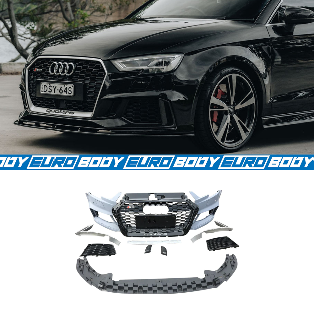 RS Style Front Bumper for 17-20 Audi A3/S3 (Sedan/Hatch) 8V