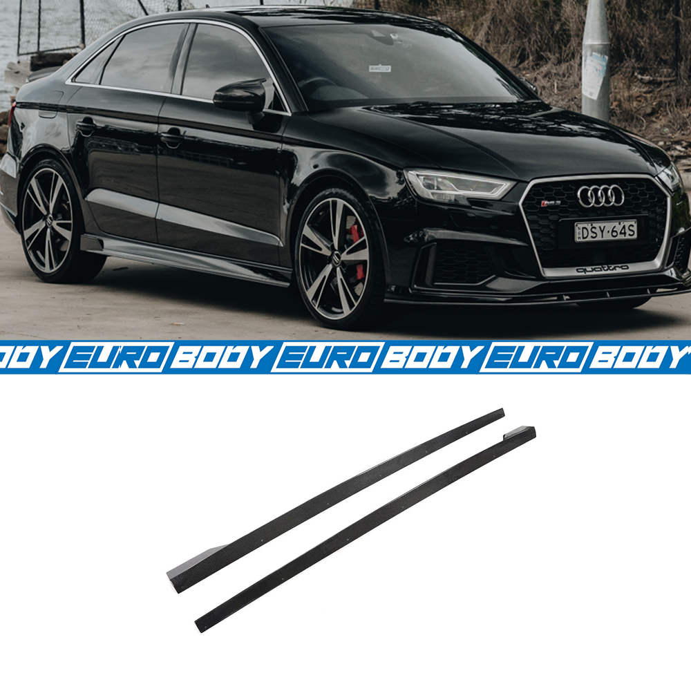 Revozport Style Side Skirts (Carbon Fibre) for 17-20 Audi A3/S3/RS3 (Sedan) 8V