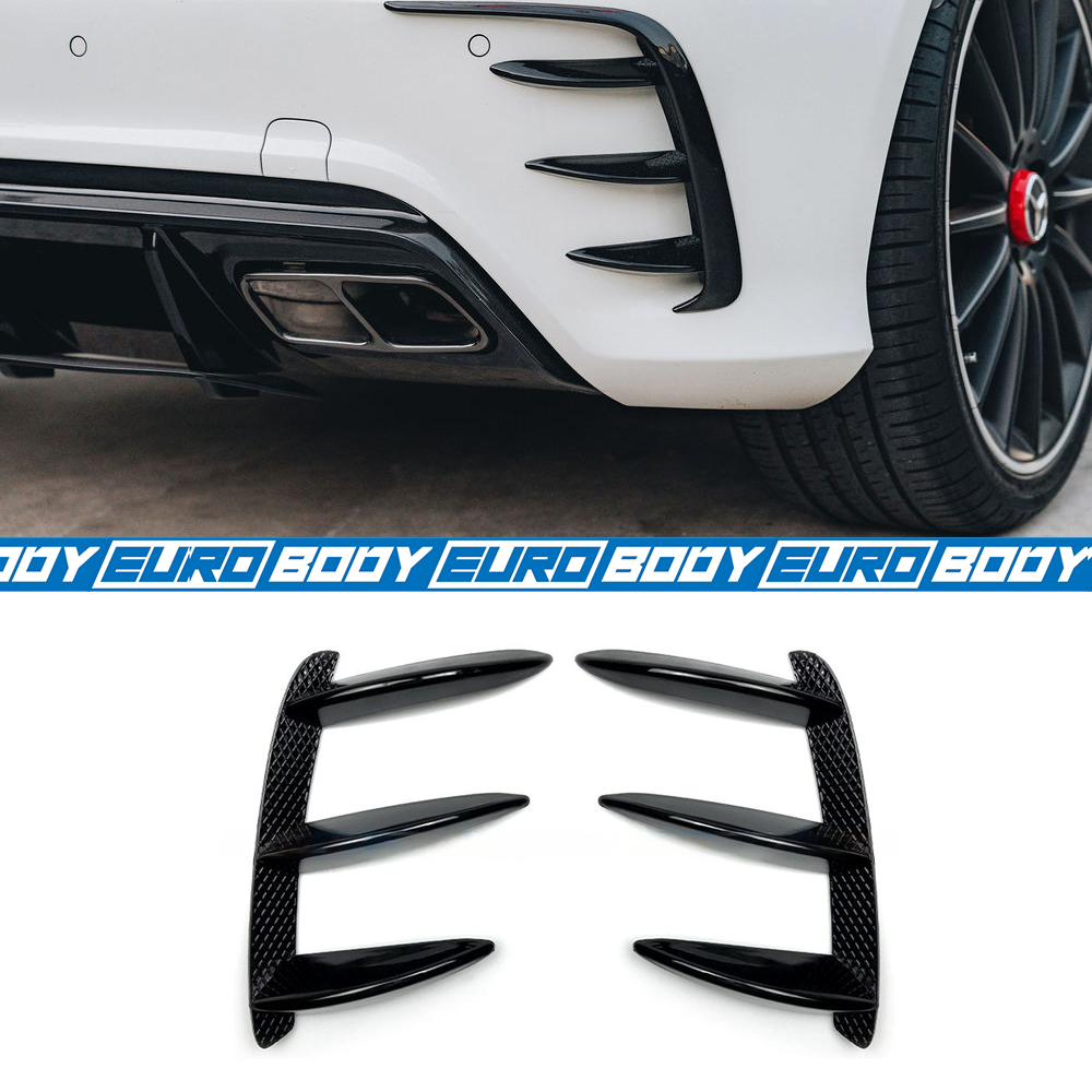 Euro Design Rear Bumper Inserts (Gloss Black) for 13-18 Mercedes-Benz A-Class (AMG/AMG-Line) W176