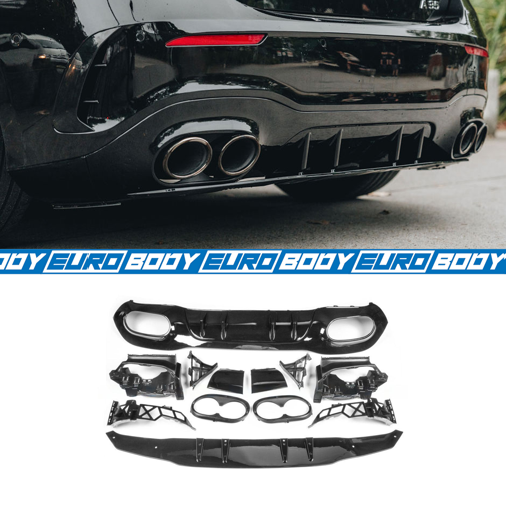 A35/A45S (AMG) Style Rear Diffuser (Gloss Black) for 19+ Mercedes-Benz A-Class (AMG/AMG-Line) W177/V177