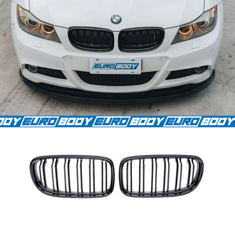 Euro Design Dual Slot Front Grill (Gloss Black) for 09-11 BMW 3 Series E90/E92/E93 LCI