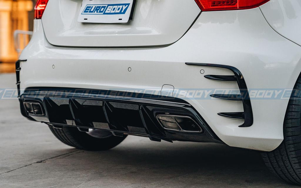 Euro Design Rear Bumper Inserts (Gloss Black) for 13-18 Mercedes-Benz A-Class (AMG/AMG-Line) W176