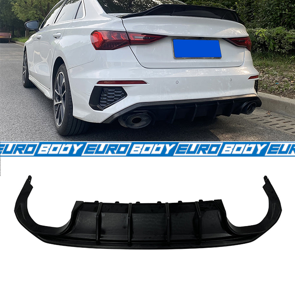 Euro Design Rear Diffuser (Gloss Black) for 21+ Audi A3 S-Line/S3 (Sedan) 8Y