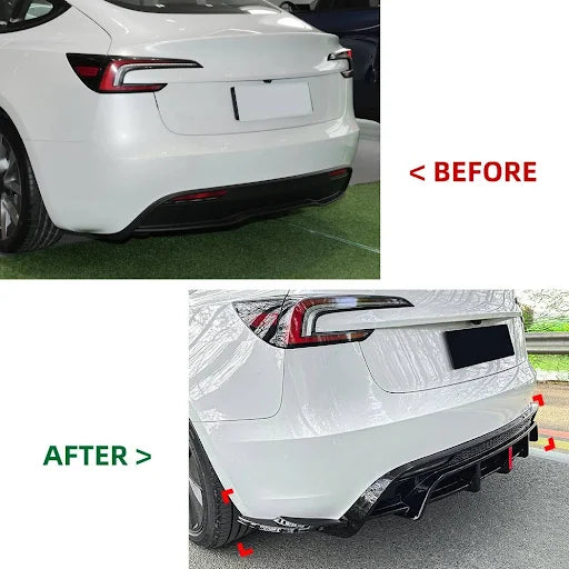 Euro Design Rear Diffuser with LED (Gloss Black) for 24+ Tesla Model 3
