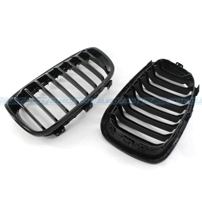 Euro Design Dual Slot Front Grill (Gloss Black) for 15-19 BMW 1 Series F20 LCI