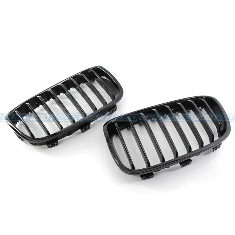 Euro Design Dual Slot Front Grill (Gloss Black) for 15-19 BMW 1 Series F20 LCI