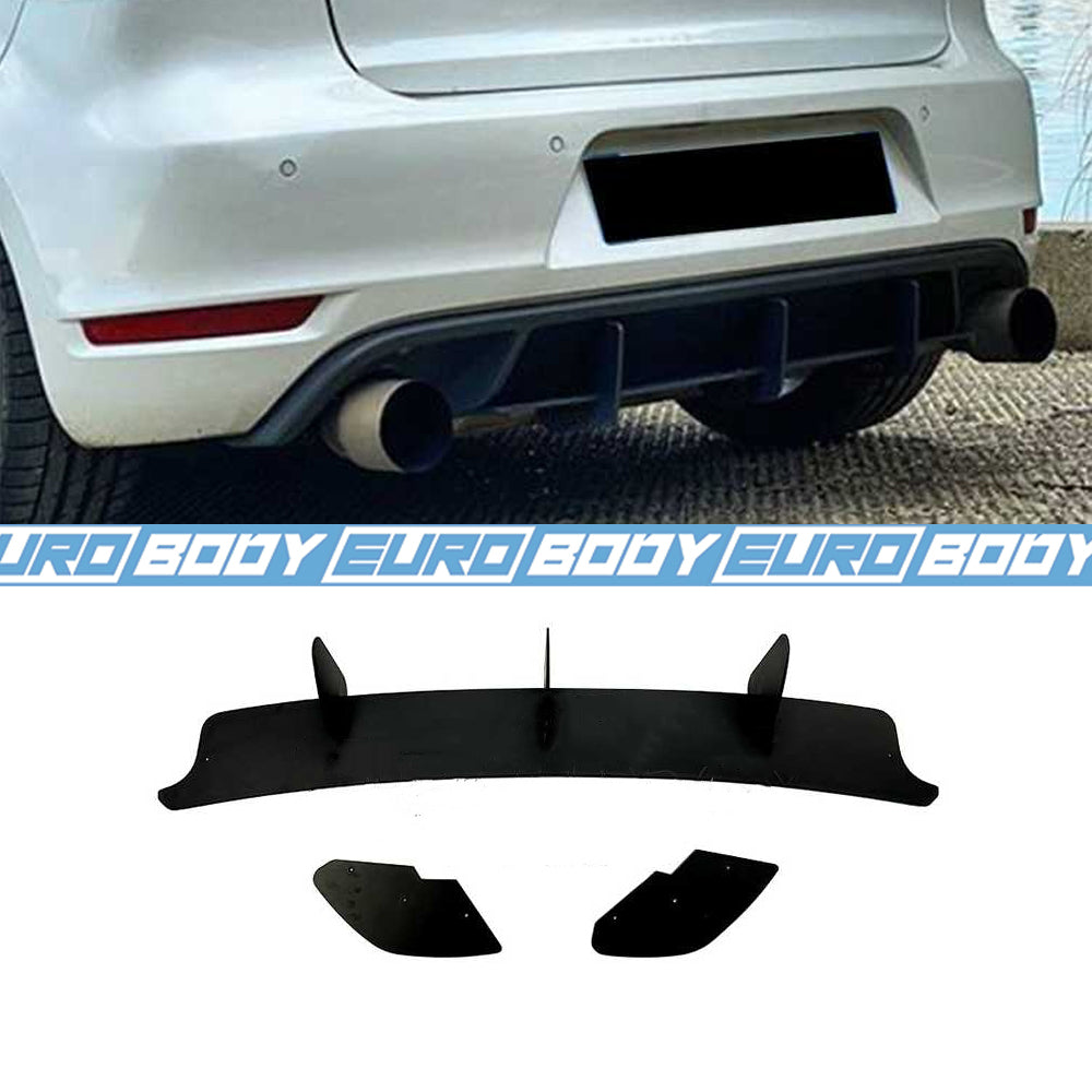 Euro Design Rear Diffuser (Gloss Black) for 09-13 Volkswagen Golf GTI MK6