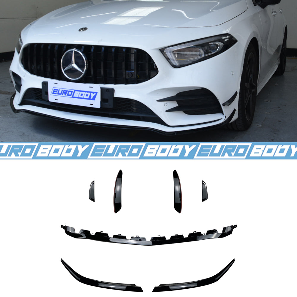 AMG Style Front Lip Kit (Gloss Black) for 19+ Mercedes-Benz A-Class (AMG/AMG-Line) W177/V177