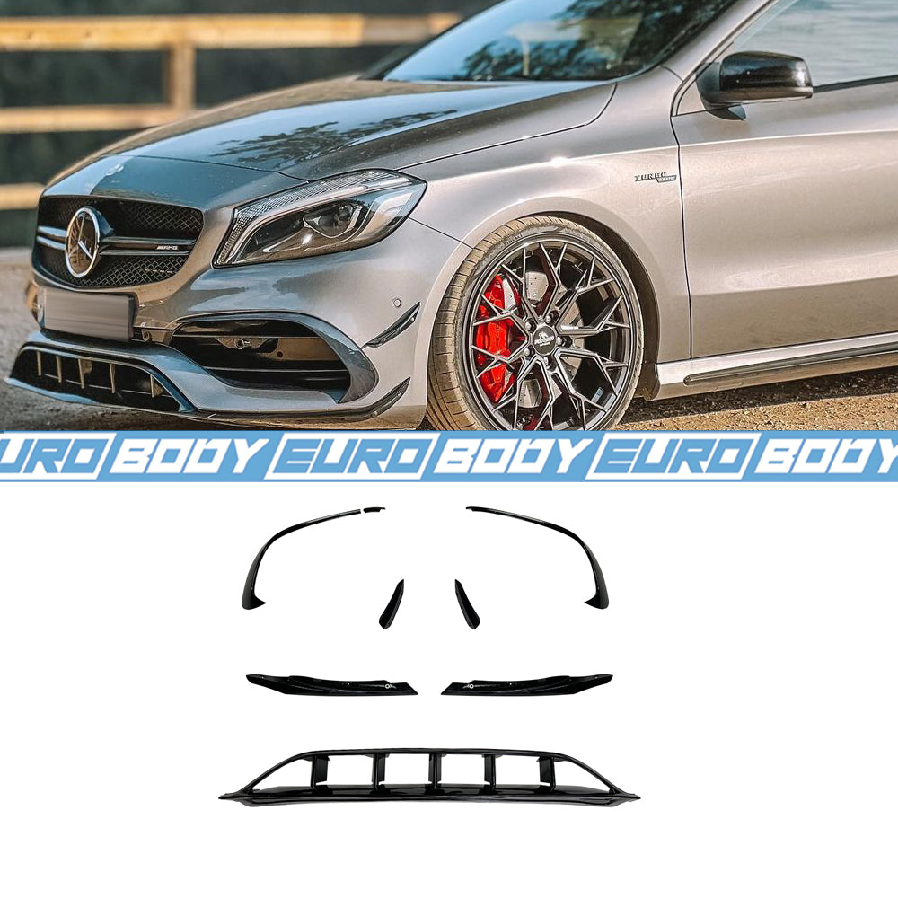 AMG Style Front Lip Kit (Gloss Black) for 16-18 Mercedes-Benz A-Class (AMG/AMG-Line) W176