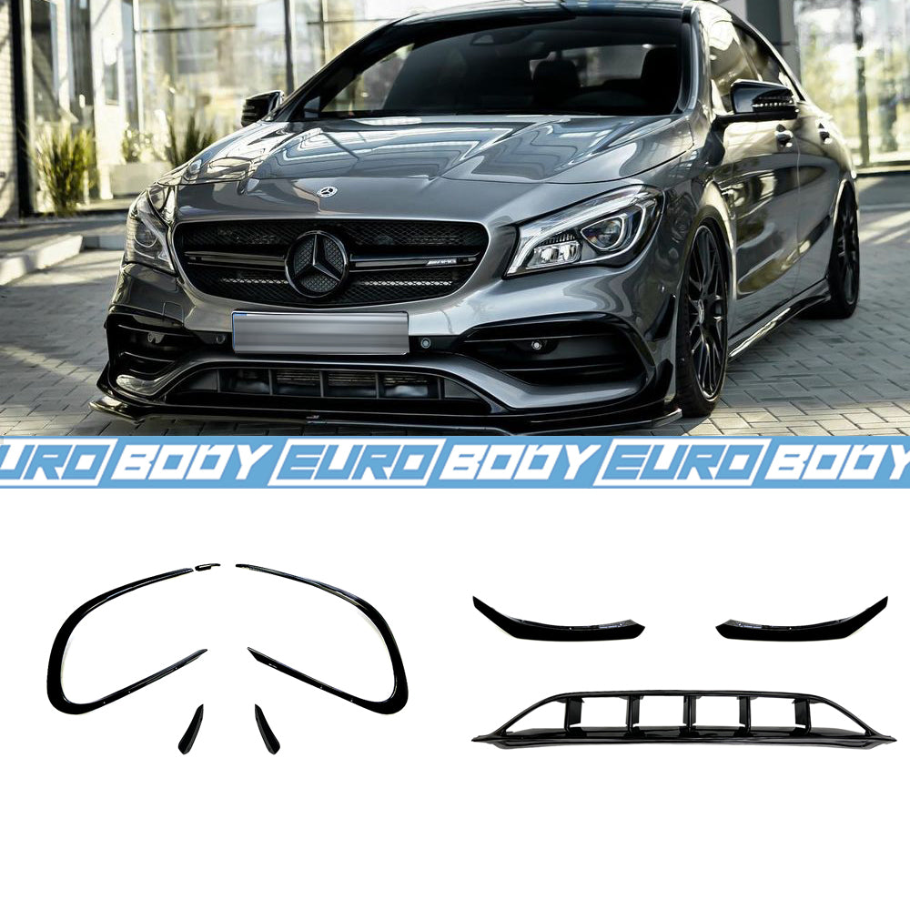 AMG Style Front Lip Kit (Gloss Black) for 16-18 Mercedes-Benz CLA-Class (AMG/AMG-Line) C117/X117